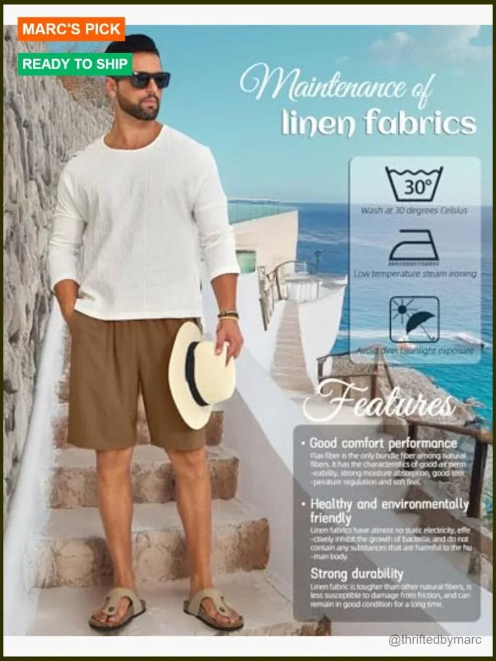 Men's Big & Tall Linen Bermuda Shorts, Elastic Waist Flat Front Summer Casual